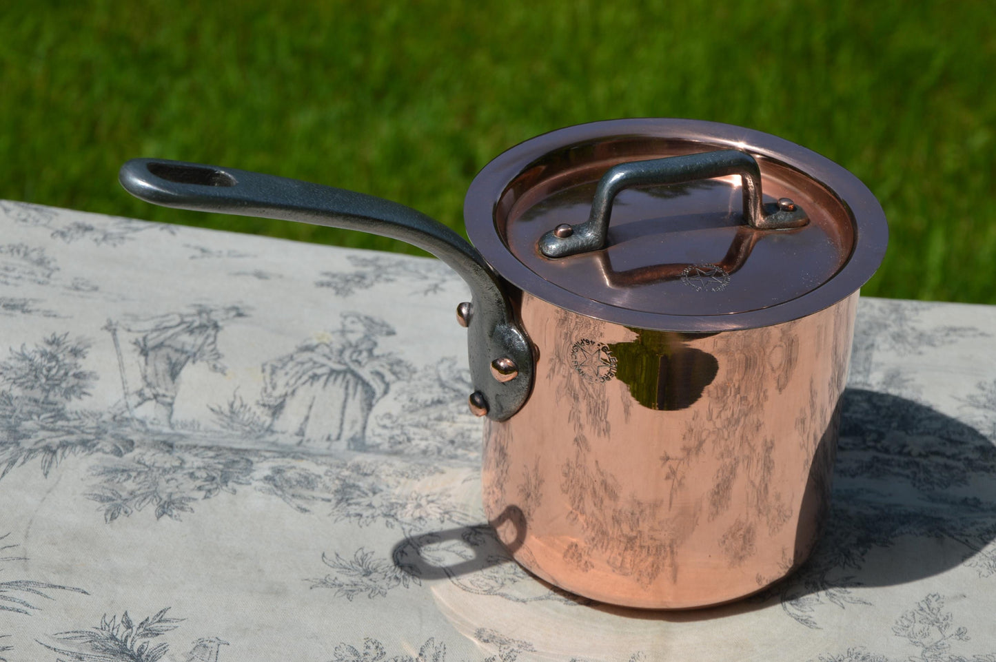 Vintage G Leclerc Pinsac French Copper Pan Patisserie Milk Bain Marie Sauce Tall 2.5mm Refurbished New Artisan Hand Wiped Tin