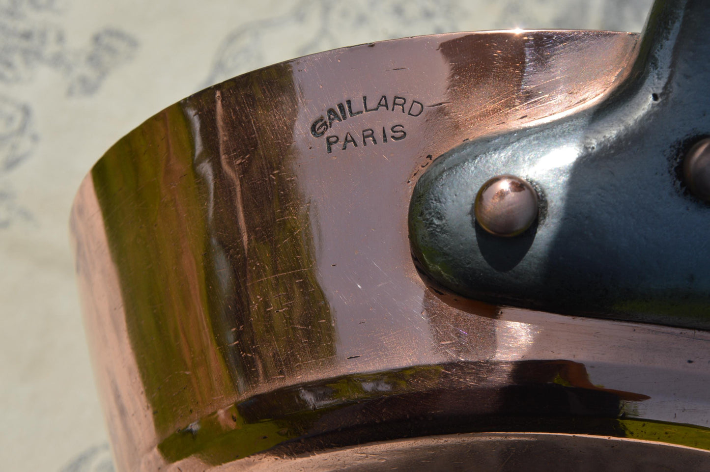 Gaillard Paris Copper Pan Sauteuse Evasee Windsor 2.4mm 18 cm 7" Vintage French Stamped Professional Cast Iron Handle New Hand Wiped Tin