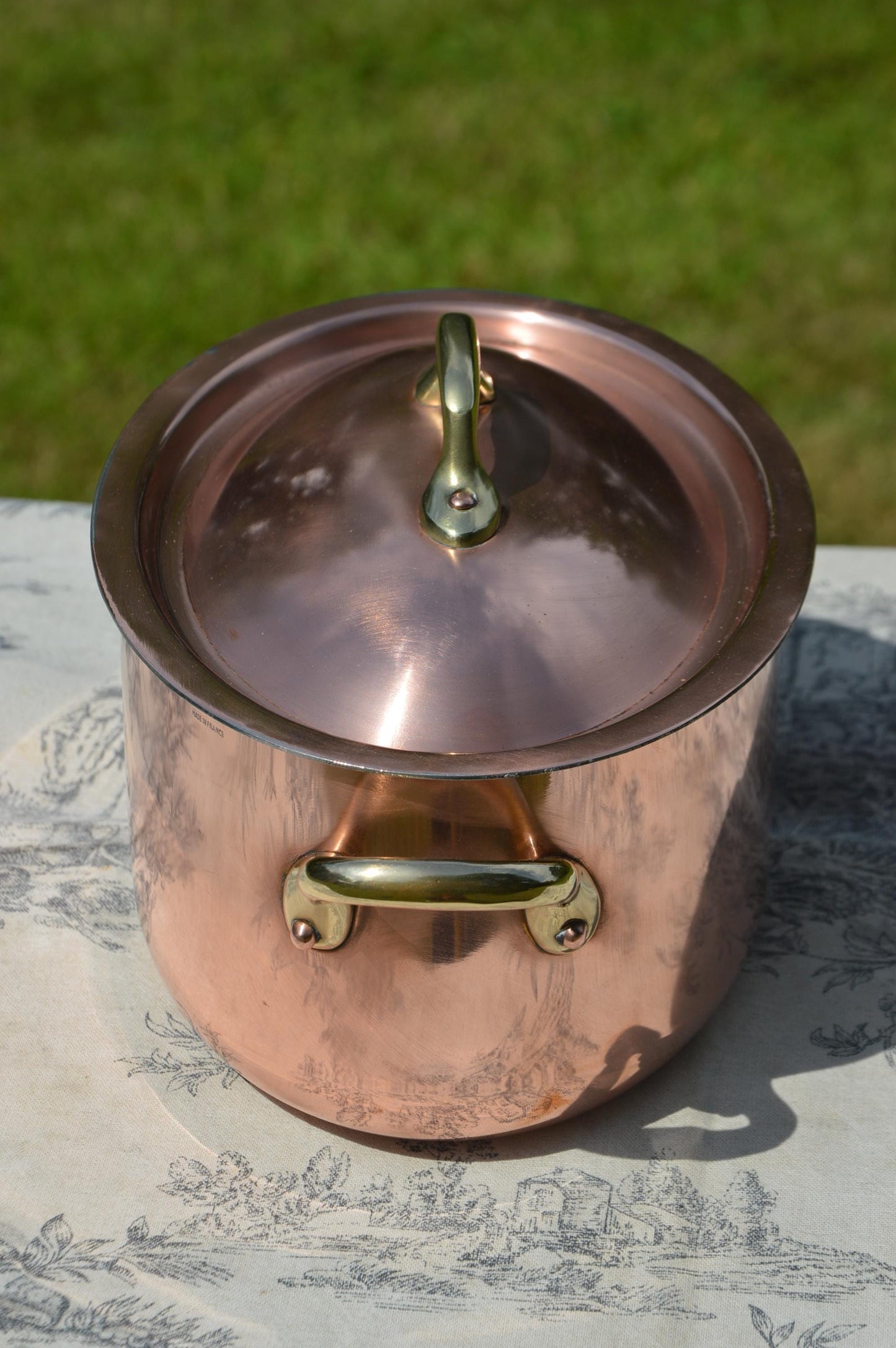 Vintage French Copper Casserole Pan Pot Dutch Oven Lid New Hand Wiped Tin Cocotte 1.6mm Oval 20cm 8" Made In France Villedieu Made
