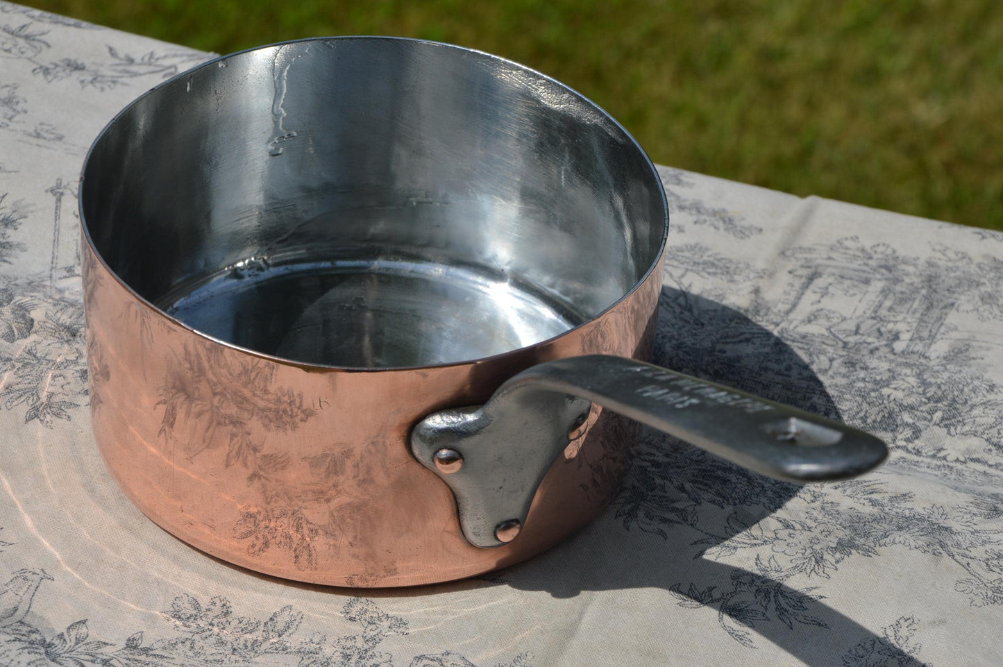 A La Menagere Copper Saucepan 16cm 6 1/4" Antique French Professional 1.5mm Forged Iron Handle New In House Tin Lined