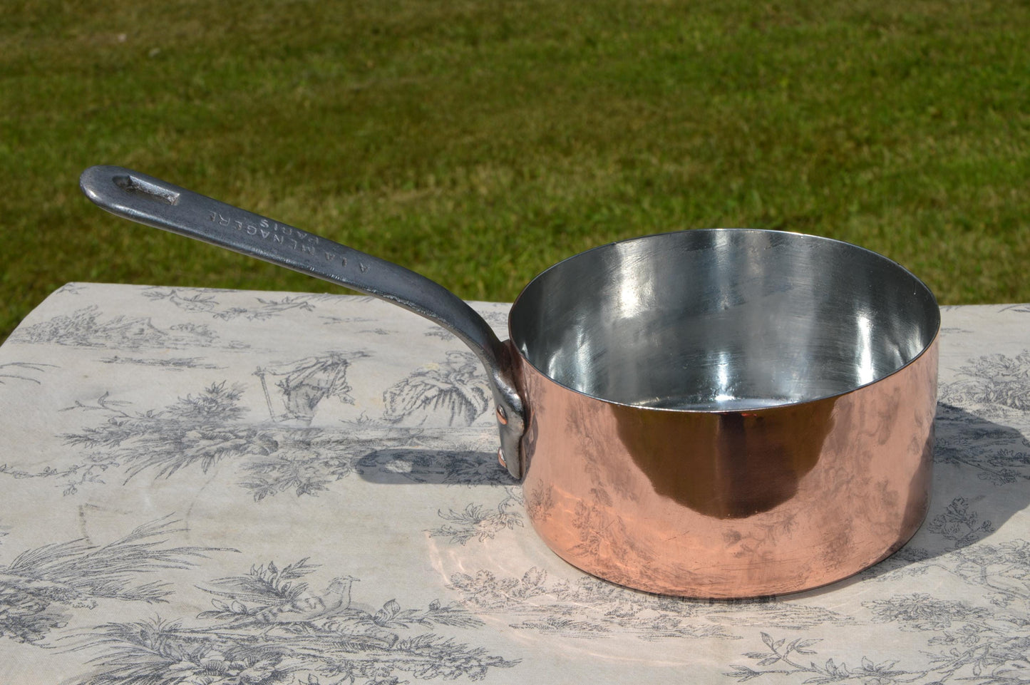 A La Menagere Copper Saucepan 16cm 6 1/4" Antique French Professional 1.5mm Forged Iron Handle New In House Tin Lined