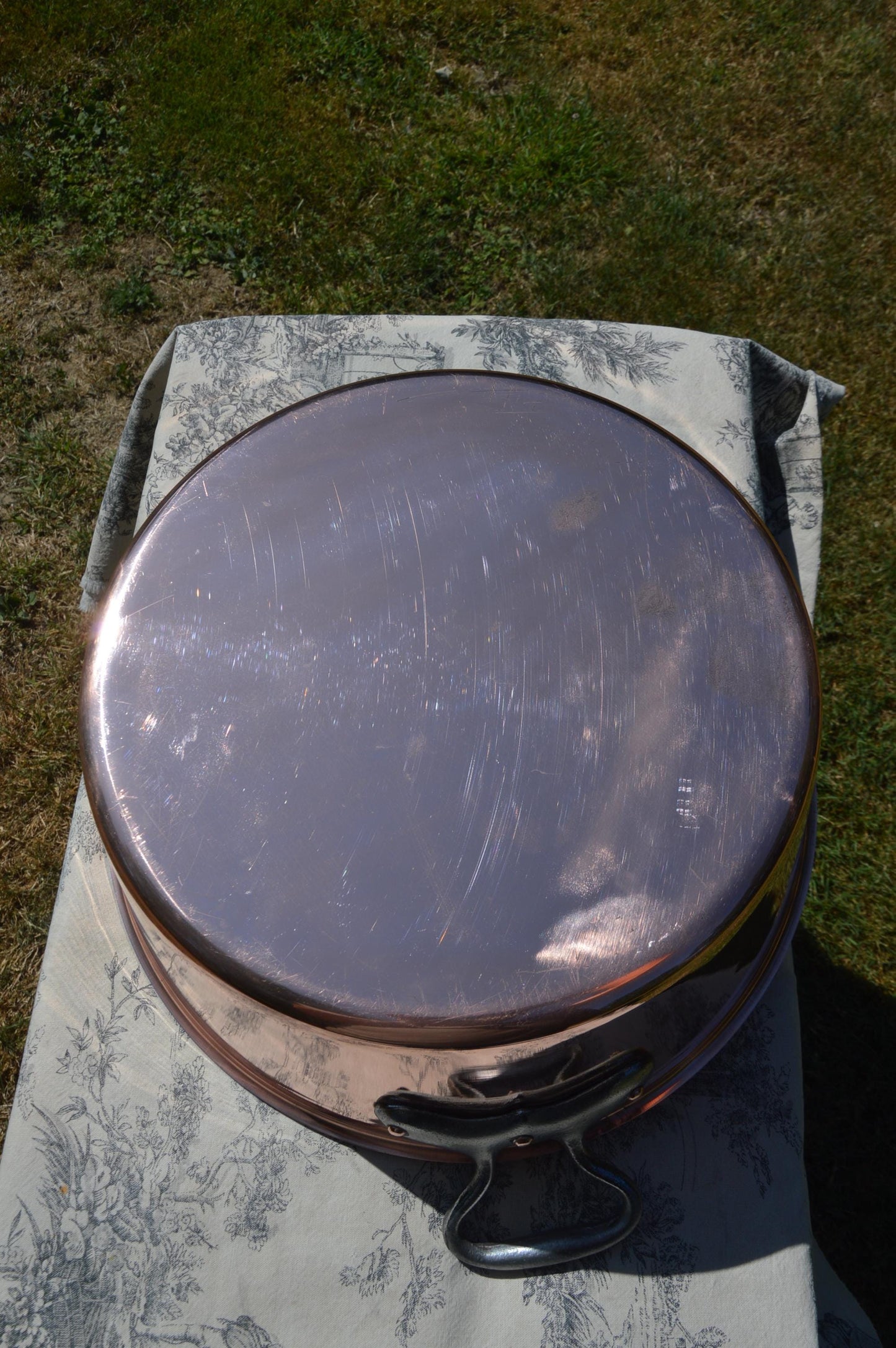 Jam Pan Antique Copper Professional Jelly Pan 37.5cm Thick 1.8mm 3.9 kilos 8 lbs 10.4 oz Copper Cast Iron Handles