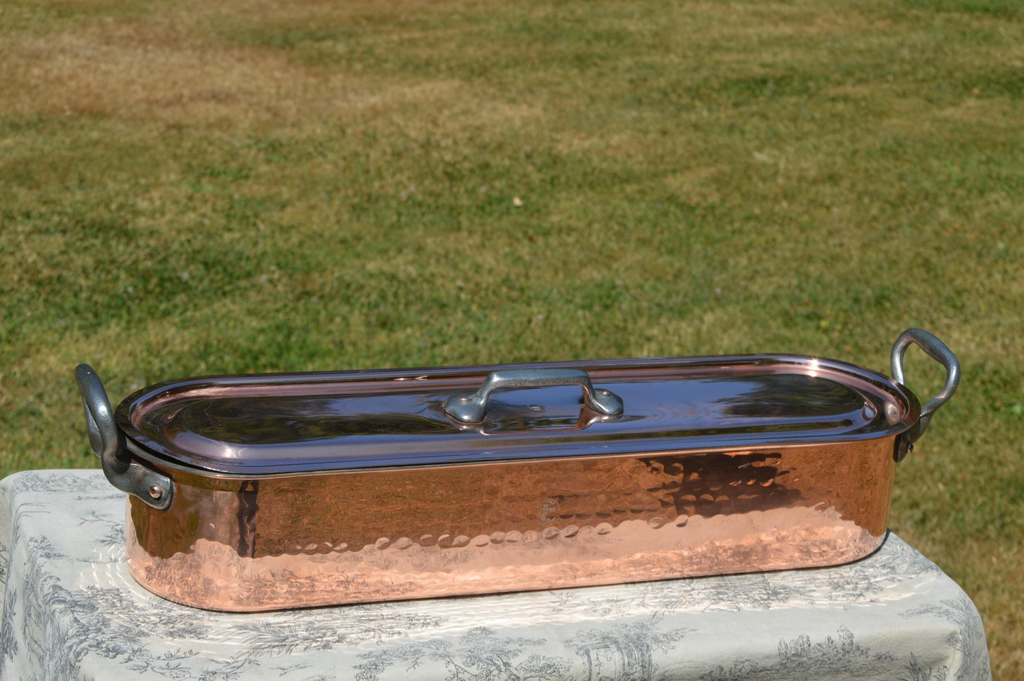 Copper Fish Kettle Vintage French Solid Copper Serie Speciale Atelier Du Cuivre Cast Iron Professional Fish Poacher Insert Fish Steamer