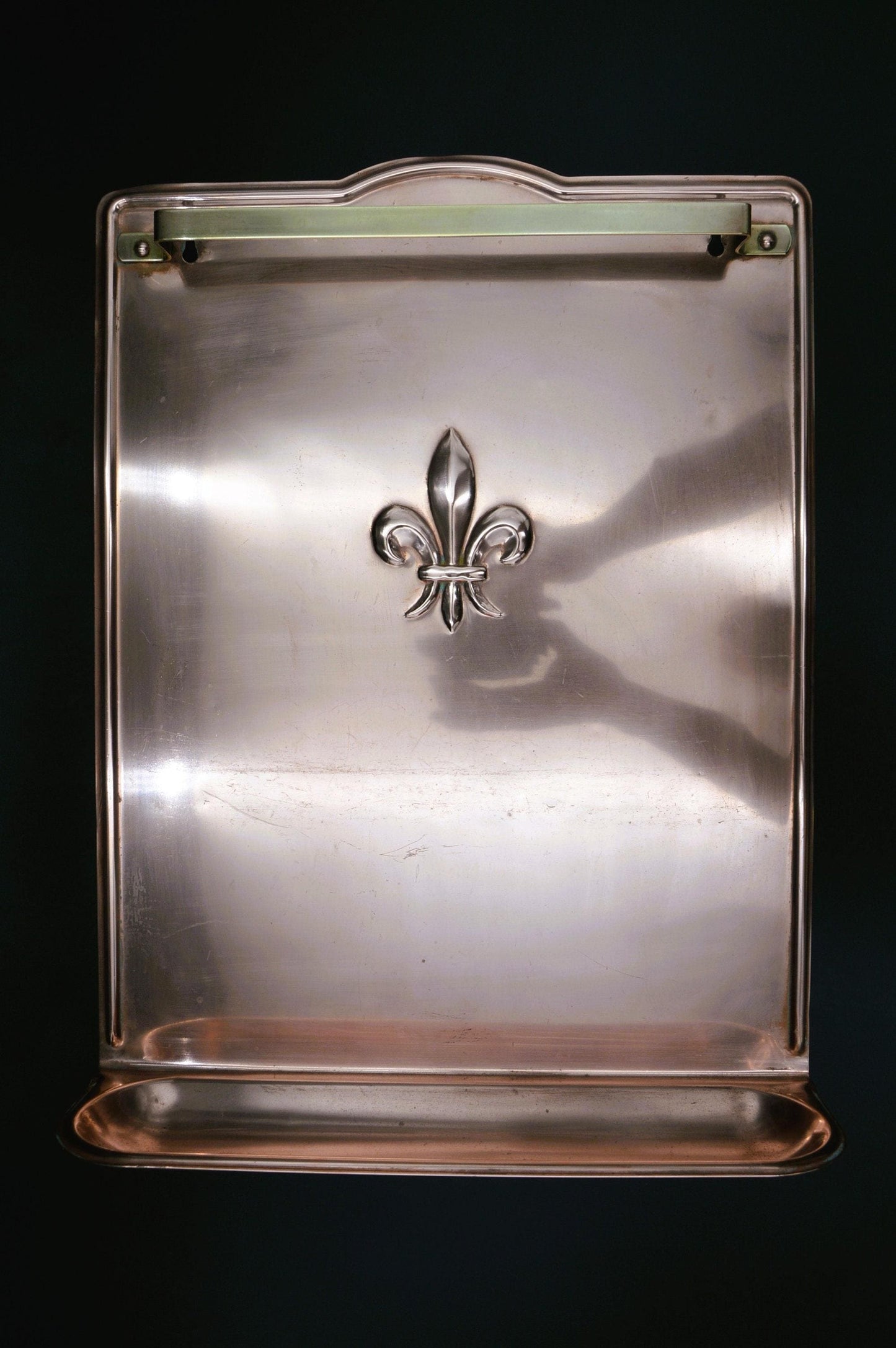 Antique Copper Utensils Fleur de Lys Drainer French Copper Bronze and Copper Kitchen Utensils Hanging Rail Drip Tray Egouttoir a Cuilleres