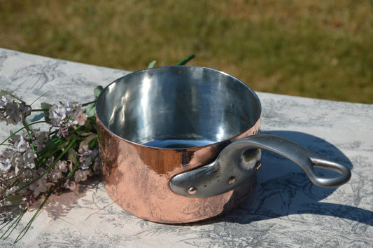 Antique 2mm Rim 14cm 5 1/2" 1.26 Kilos 2lbs 12.9 ozs New In-House Artisan Tin French Pan Forged Iron Handle Minor Edge Dent