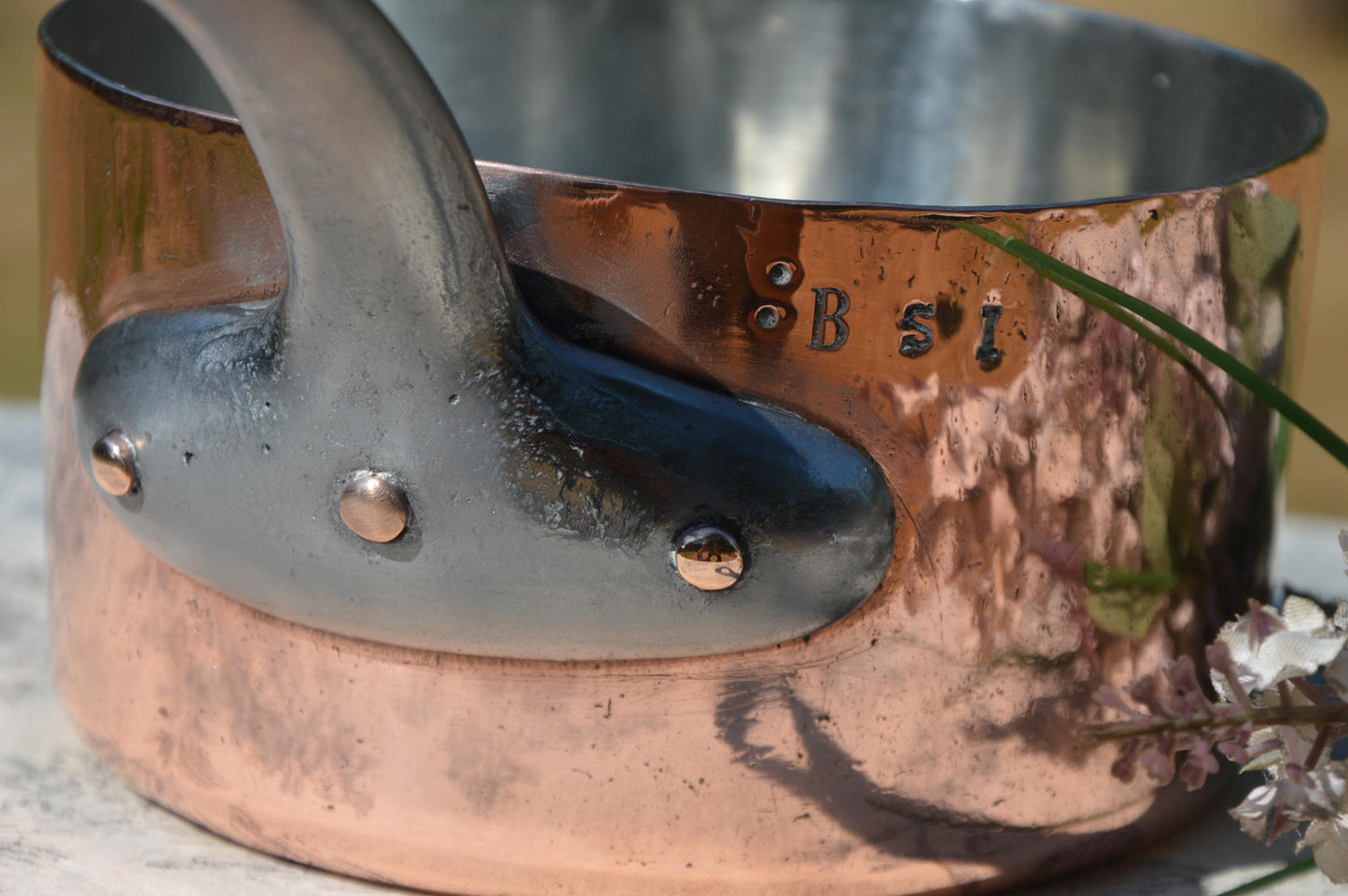 Antique 2mm Rim 14cm 5 1/2" 1.26 Kilos 2lbs 12.9 ozs New In-House Artisan Tin French Pan Forged Iron Handle Minor Edge Dent
