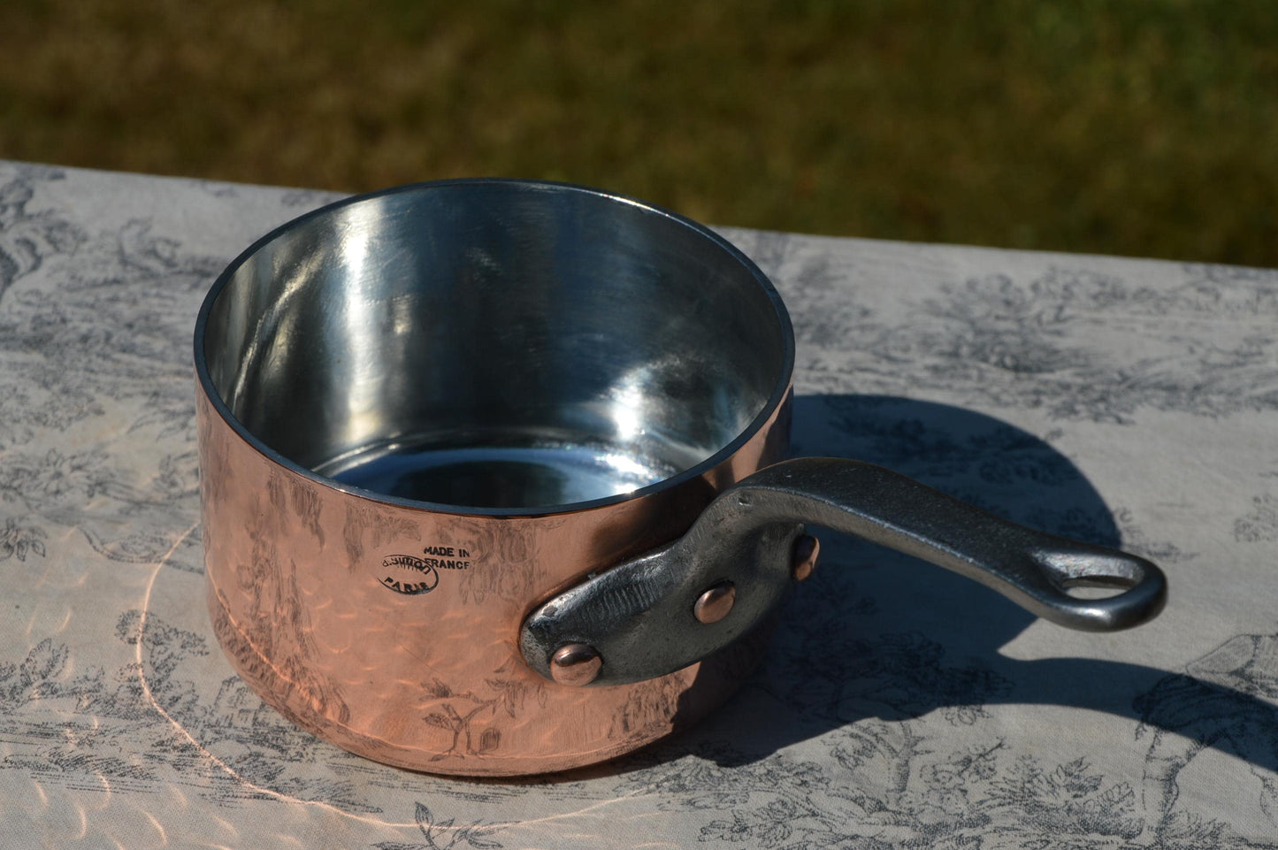 A Simon 2.5mm 12cm Copper Saucepan Cast Iron Handle Superb Manufacture Villedieu Made in France