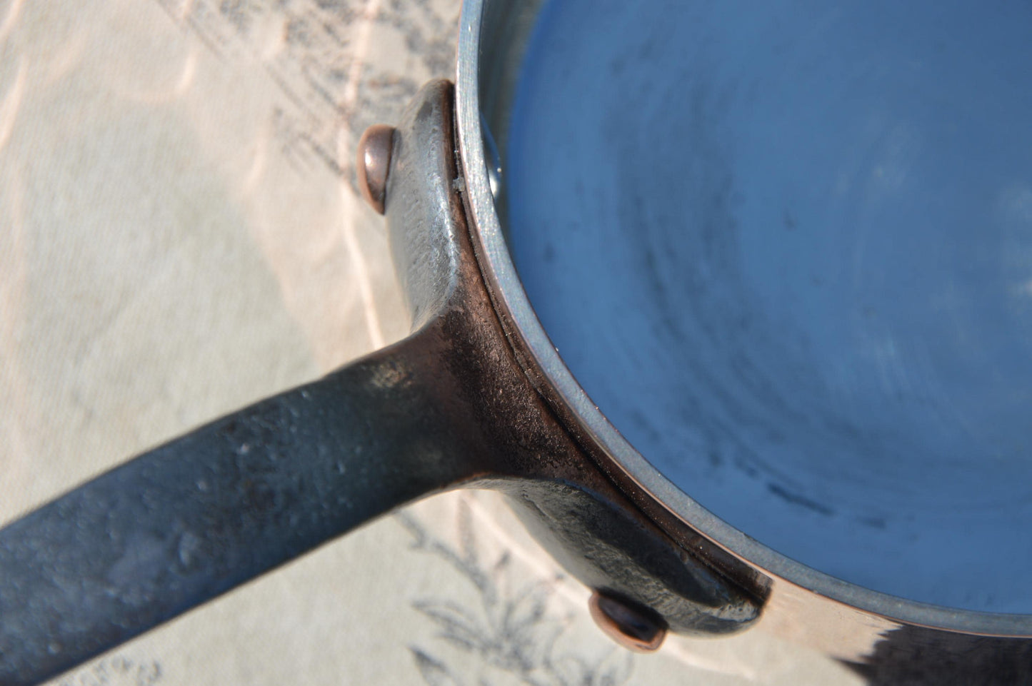A Simon 2.5mm 12cm Copper Saucepan Cast Iron Handle Superb Manufacture Villedieu Made in France
