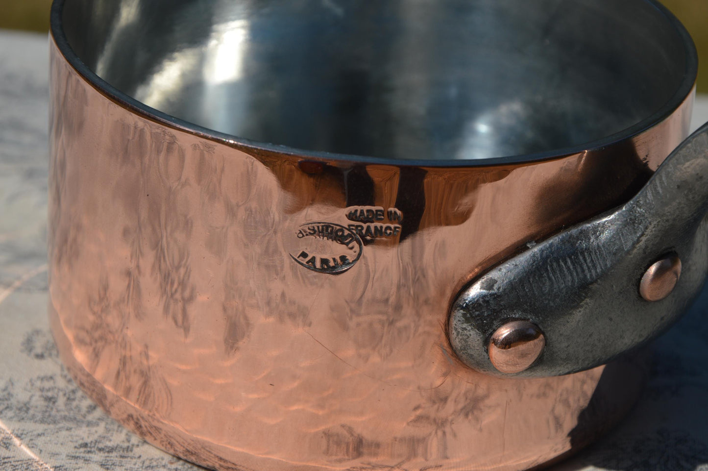 A Simon 2.5mm 12cm Copper Saucepan Cast Iron Handle Superb Manufacture Villedieu Made in France