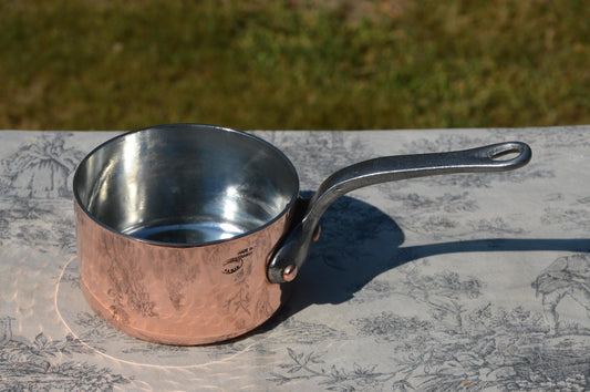 A Simon 2.5mm 12cm Copper Saucepan Cast Iron Handle Superb Manufacture Villedieu Made in France