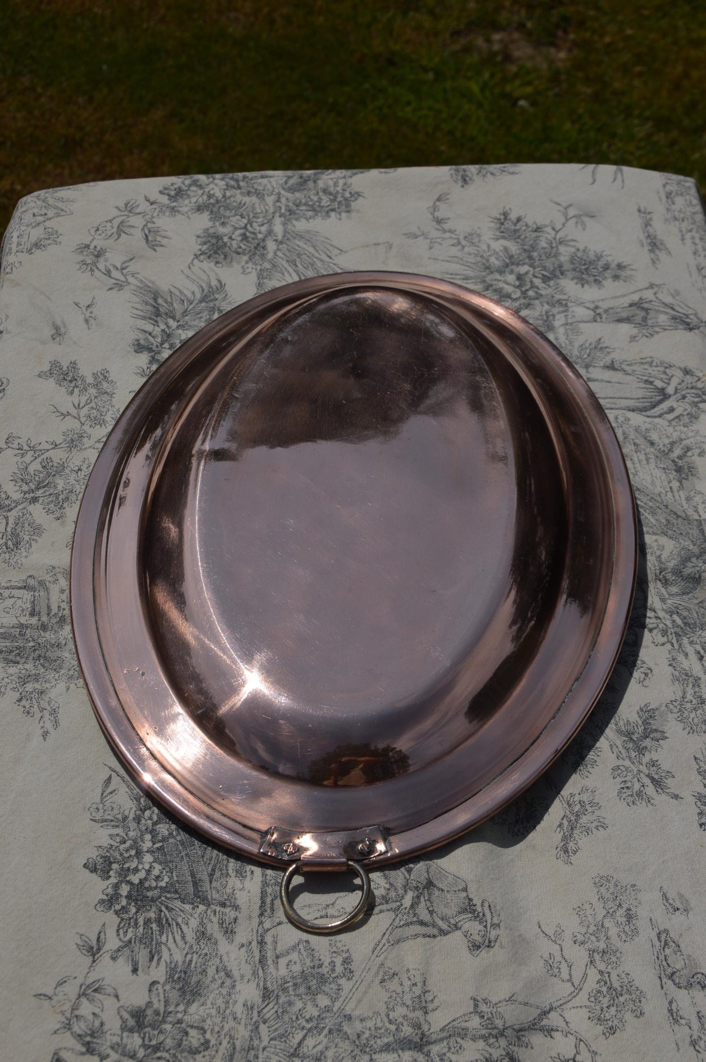 Copper Platter Massive French Antique Copper Gratin Pie Dish New Villedieu Tin 40cm 15 3/4" Super Antique Buffet Pie Dish Oven to Table Dish