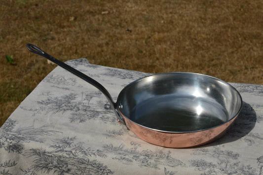 2.6mm Copper Frying Pan Skillet Saute Professional Vintage French New Hand Wiped Tin Lining by Bill Cox
