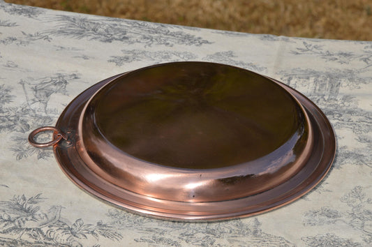 Copper Pie Plate Gratin Pan French Antique Copper New Villedieu Artisan Tin Roasting Dish Round Oven 23.5cm 9 1/4" Ring Handle