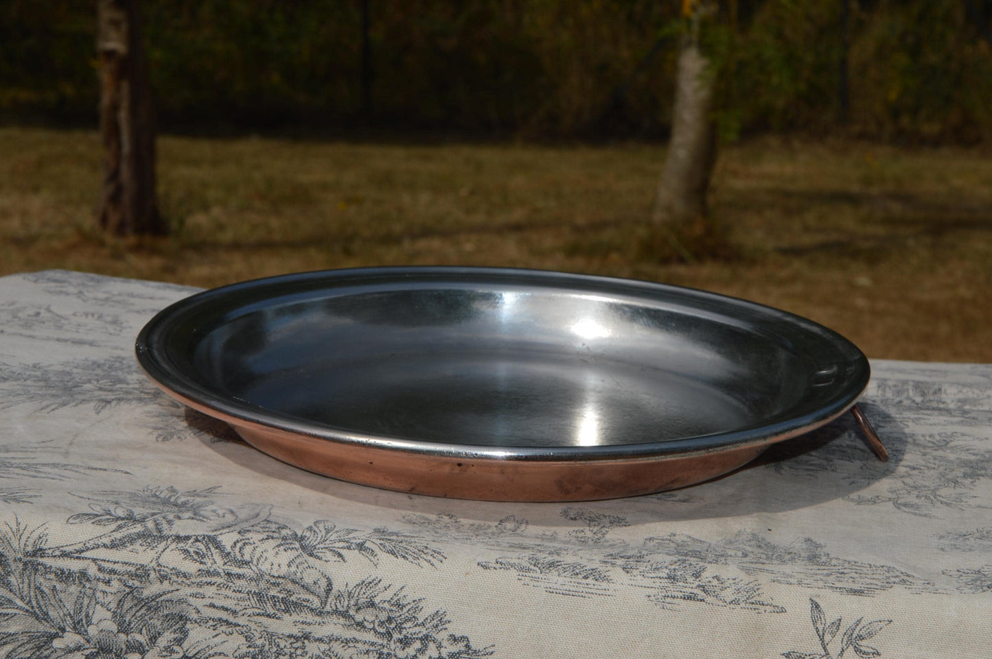 Copper Pie Plate Gratin Pan French Antique Copper New Villedieu Artisan Tin Roasting Dish Round Oven 23.5cm 9 1/4" Ring Handle