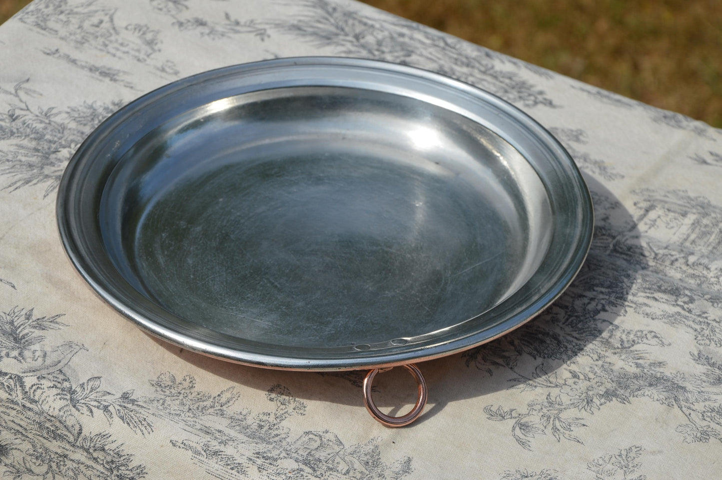 Copper Pie Plate Gratin Pan French Antique Copper New Villedieu Artisan Tin Roasting Dish Round Oven 23.5cm 9 1/4" Ring Handle