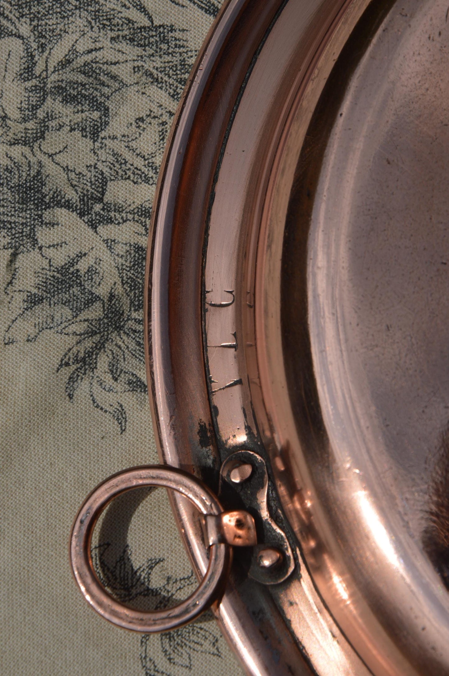 Copper Pie Plate Gratin Pan French Antique Copper New Villedieu Artisan Tin Roasting Dish Round Oven 23.5cm 9 1/4" Ring Handle