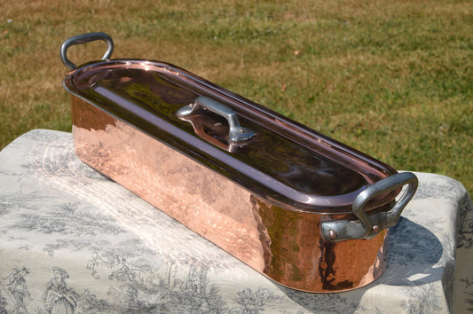 Copper Fish Kettle Vintage French Solid Copper Serie Speciale Atelier Du Cuivre Cast Iron Professional Fish Poacher Insert Fish Steamer