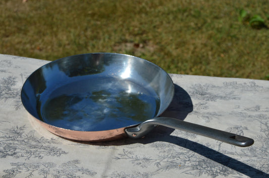 Tournus Vintage 1.5mm 26cm 10" Copper Frying Pan Saute Iron Handle Professonal Pan Vintage French Saute Skillet New Tin Lined Copper Pan