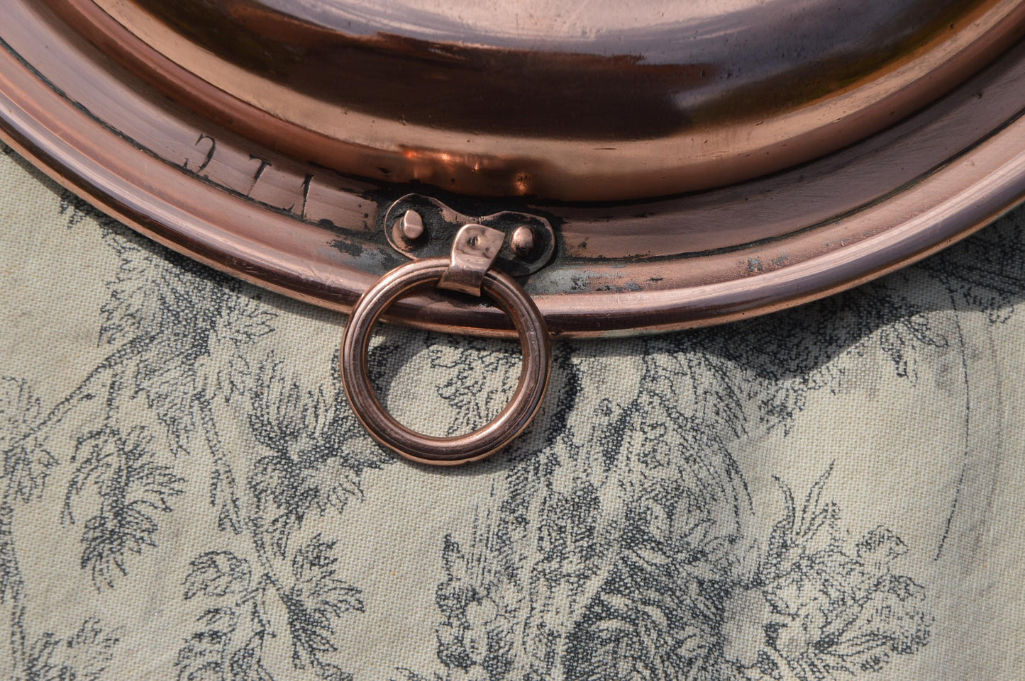 Copper Pie Plate Gratin Pan French Antique Copper New Villedieu Artisan Tin Roasting Dish Round Oven 23.5cm 9 1/4" Ring Handle