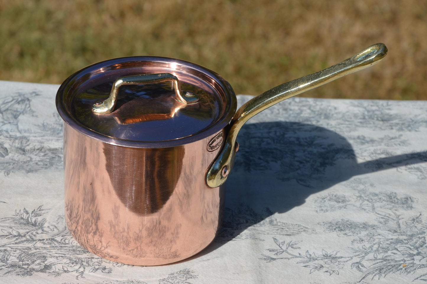 Pierre Vergne Durfort Antique Solid Copper 2.4mm Pan Bronze Handle Tin Lined Quality Tall Pot Lid 12cm 4 3/4"  Sauciere Milk Pan
