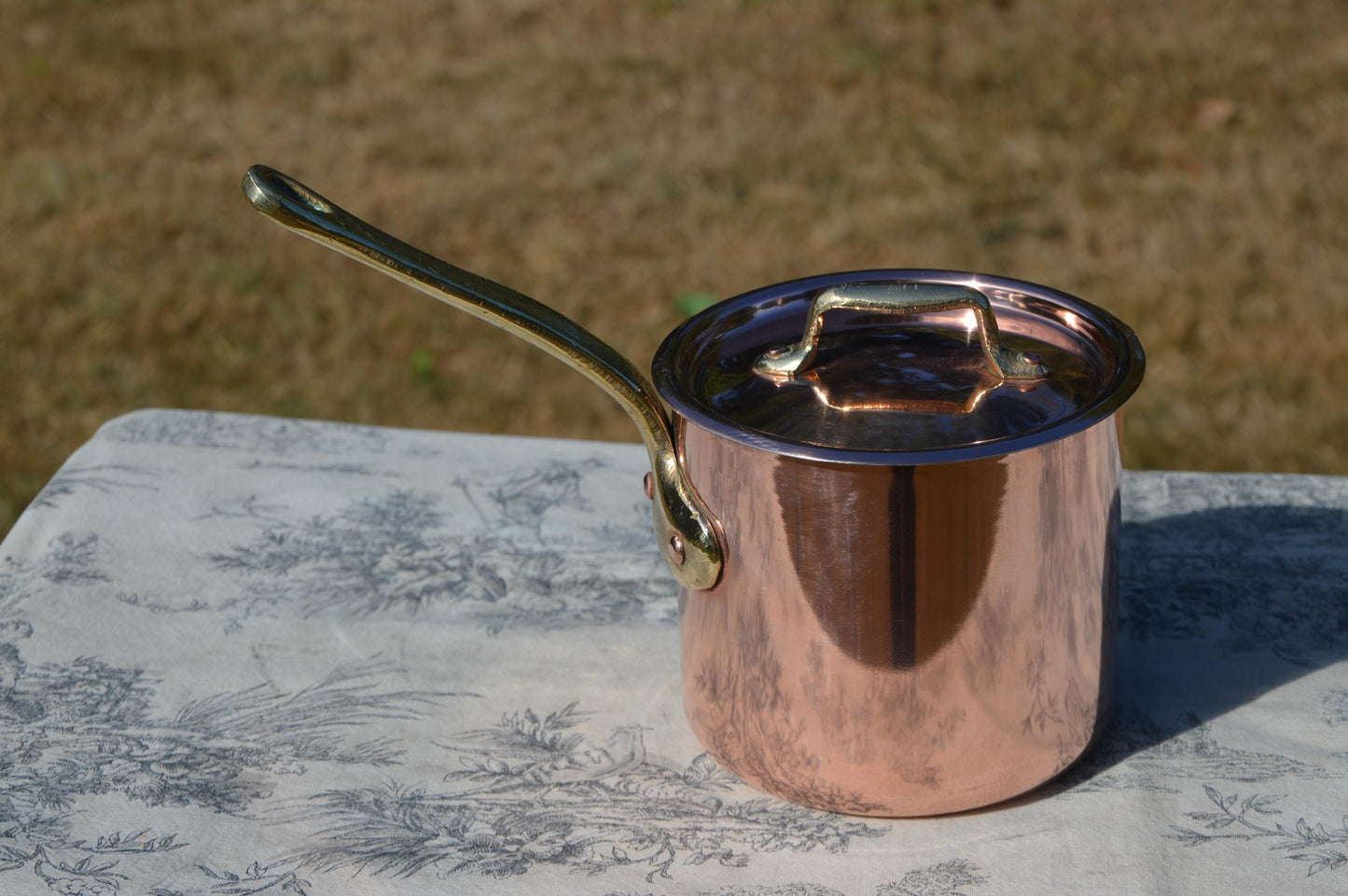 Pierre Vergne Durfort Antique Solid Copper 2.4mm Pan Bronze Handle Tin Lined Quality Tall Pot Lid 12cm 4 3/4"  Sauciere Milk Pan