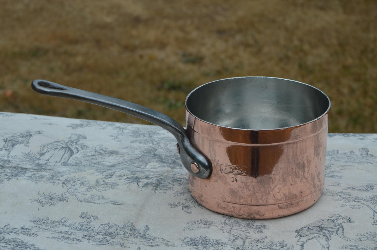 Copper Pan New Tin Gerbruder Schwabenland 2.5mm Rim Holkar 14cm 5 1/2 Antique German Kupfer Copper Refurbished Saucepan Cast Iron Handle