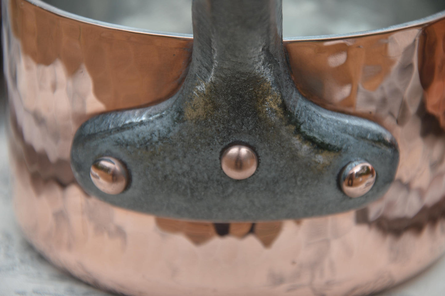 Set Copper Pans 2.8-3mm Five New In House Tin Lining Hammered Villedieu