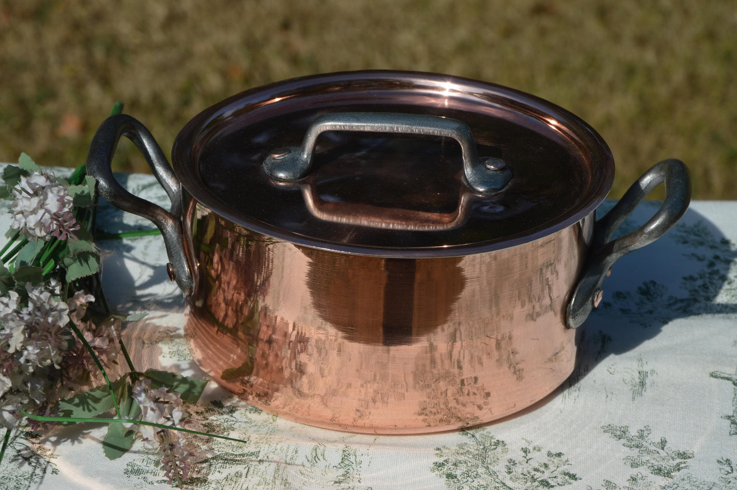 Vintage French Copper Casserole Pan Pot Round  Dutch Oven New Bill Cox Hand Wiped Tin France Made 2.2mm Faitout Pot 18.5cm 7 1/4