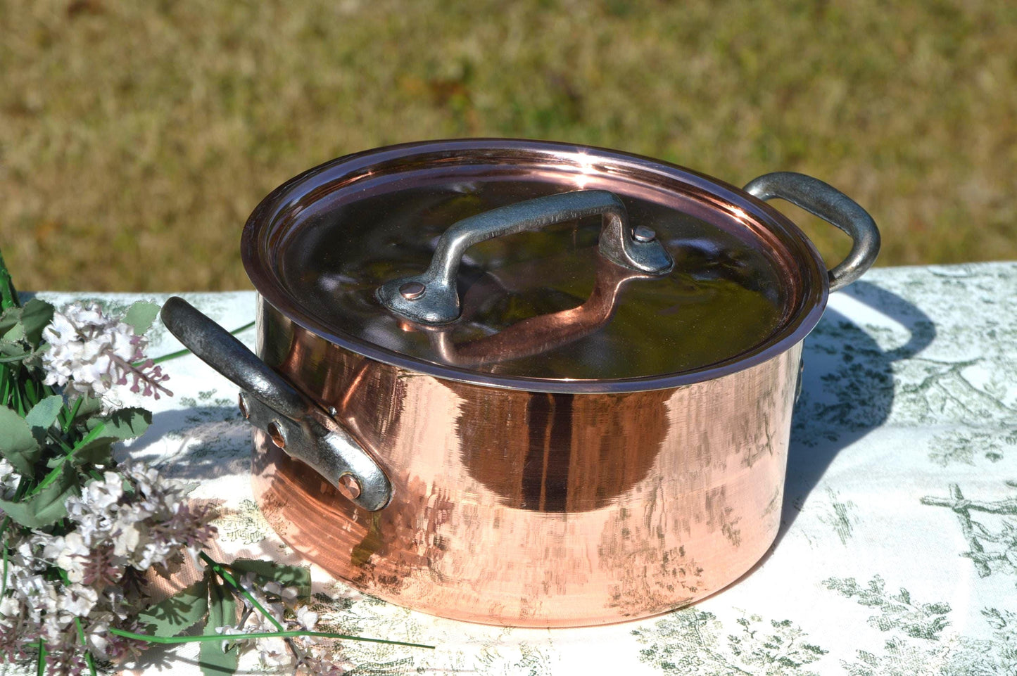 Vintage French Copper Casserole Pan Pot Round  Dutch Oven New Bill Cox Hand Wiped Tin France Made 2.2mm Faitout Pot 18.5cm 7 1/4