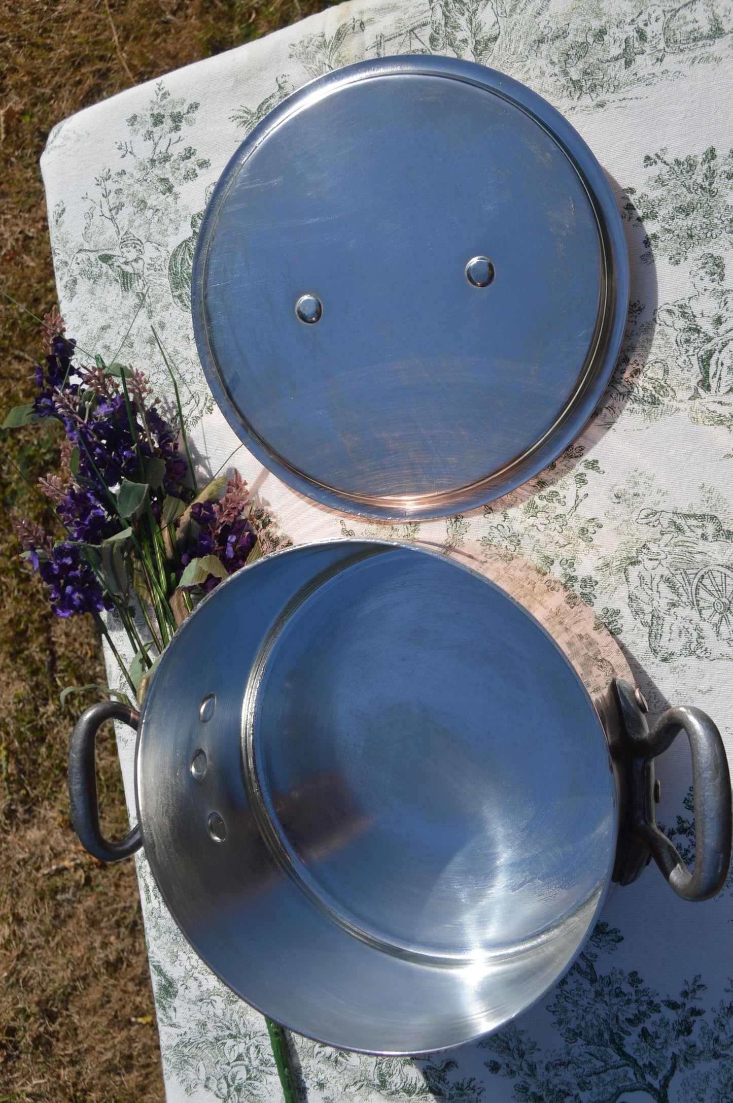 Vintage French Copper Casserole Pan Pot Round  Dutch Oven New Bill Cox Hand Wiped Tin France Made 2.2mm Faitout Pot 20.5cm 8 1/8