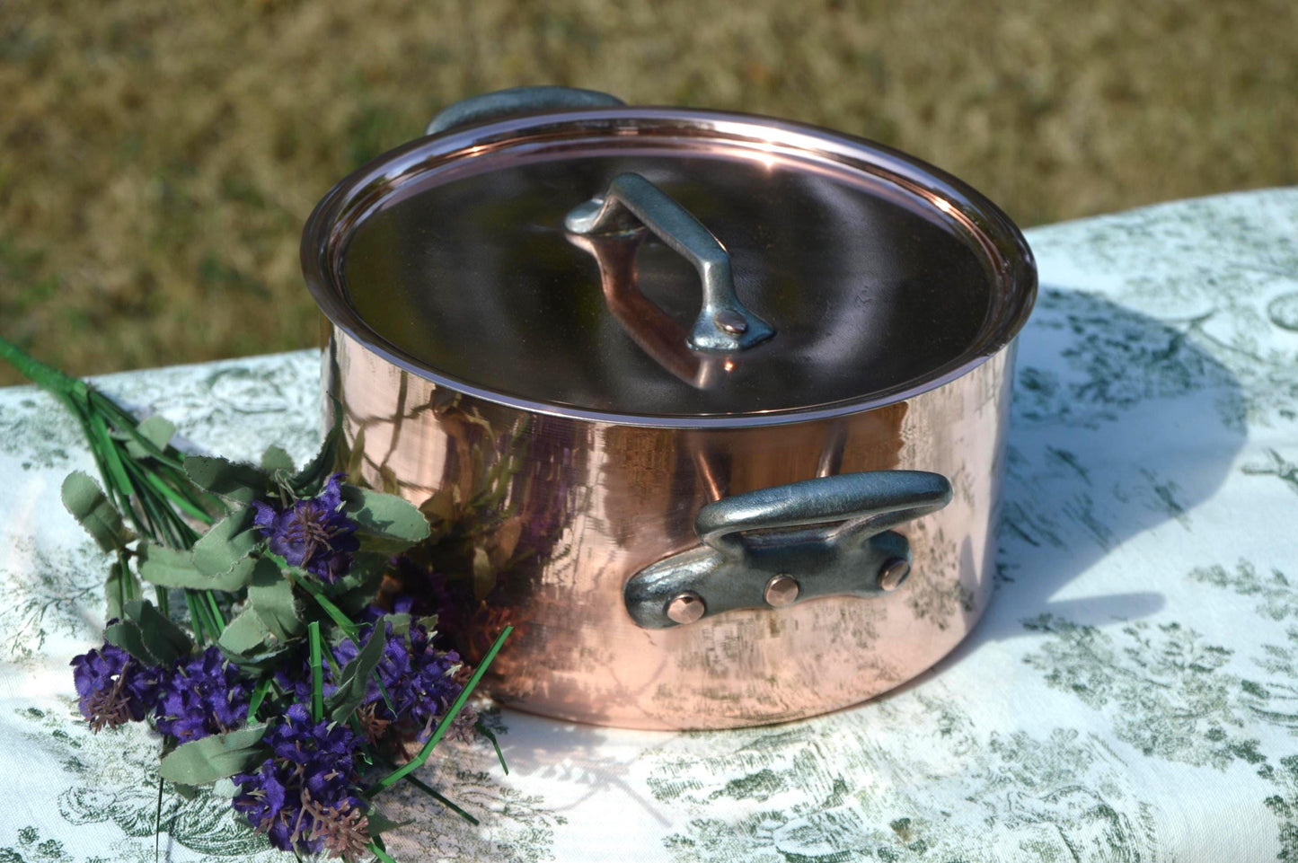 Vintage French Copper Casserole Pan Pot Round  Dutch Oven New Bill Cox Hand Wiped Tin France Made 2.2mm Faitout Pot 20.5cm 8 1/8