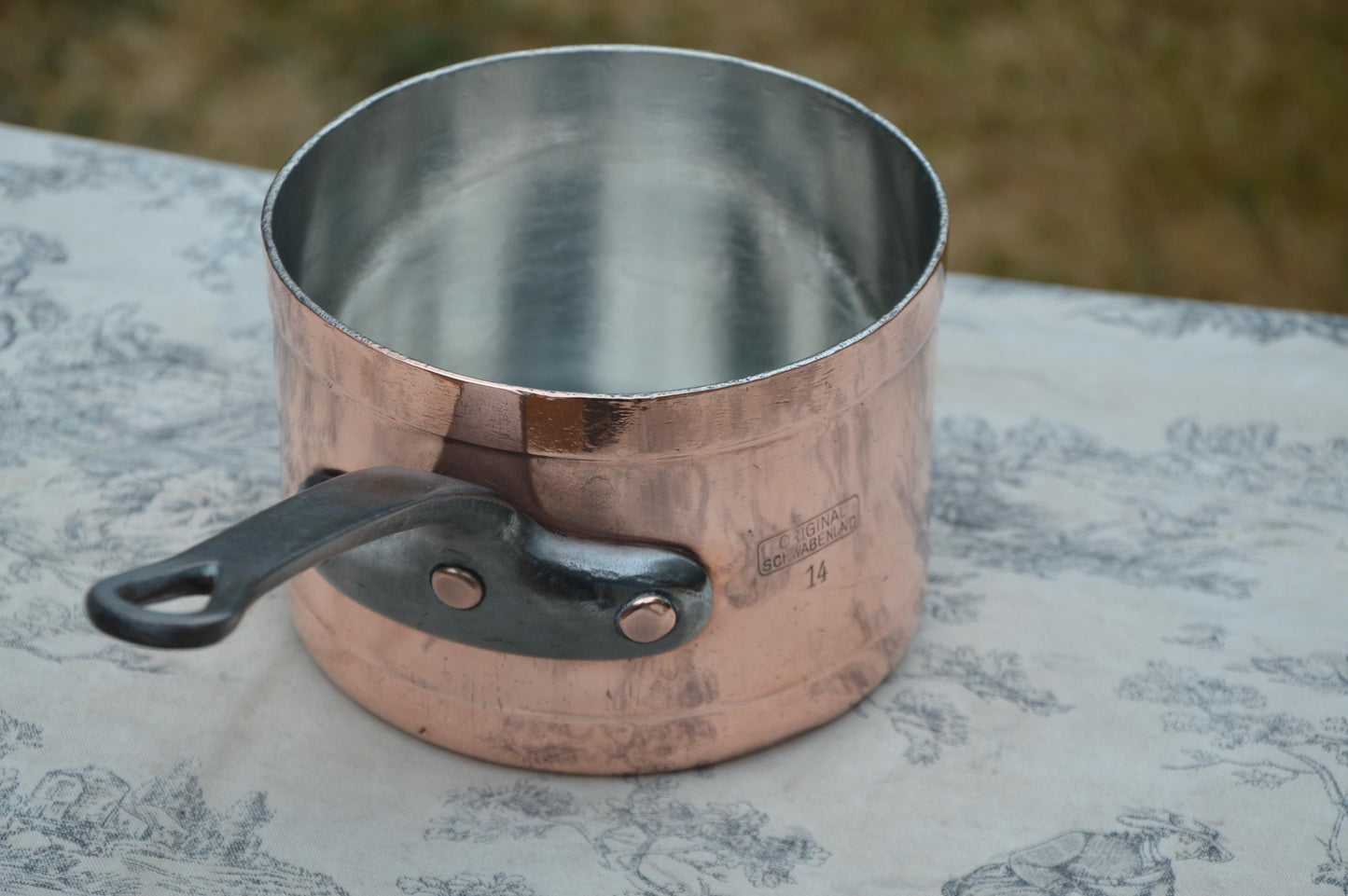 Copper Pan New Tin Gerbruder Schwabenland 2.5mm Rim Holkar 14cm 5 1/2 Antique German Kupfer Copper Refurbished Saucepan Cast Iron Handle