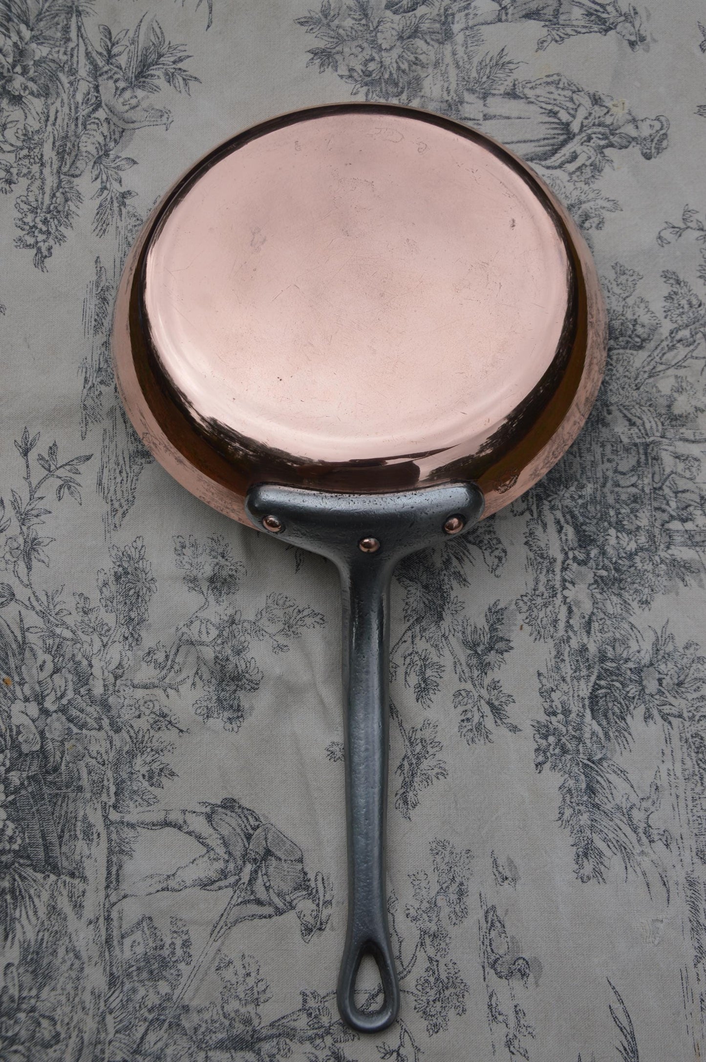 Vintage 3.3mm Copper Frying Pan Copper Saute Iron Handle Professional French Fabrication Francaise Skillet Nickel Lined Copper
