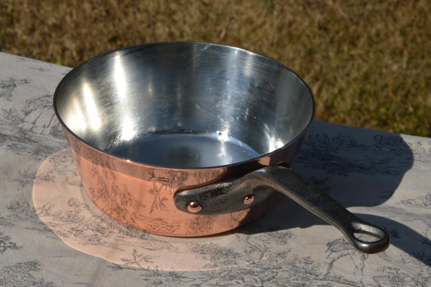 Sauteuse Évasée en Cuivre Français 2,3mm Windsor 21cm 8 1/4" Neuf Bill Cox Étamé à la Main Vintage Professionnel Estampillé Fabriqué en France