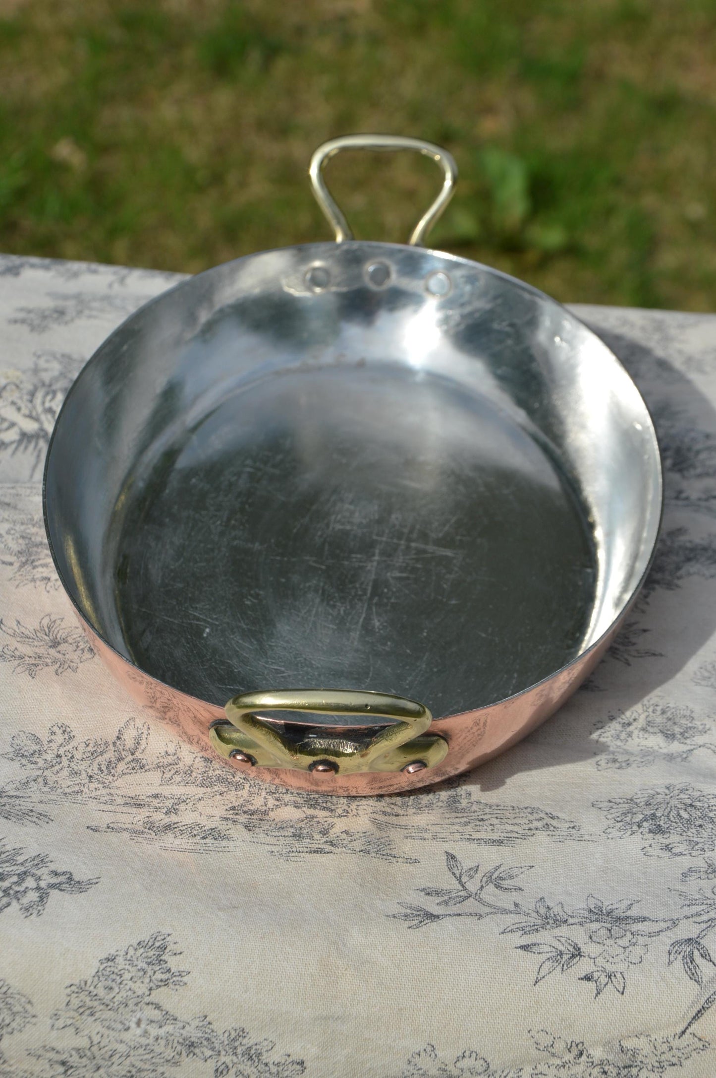 Antique Copper 26cm 10 1/4" Gratin Pan French Vintage Copper New Artisan Tin Roasting Dish Oval Oven Bronze Handles Stamped Made in France