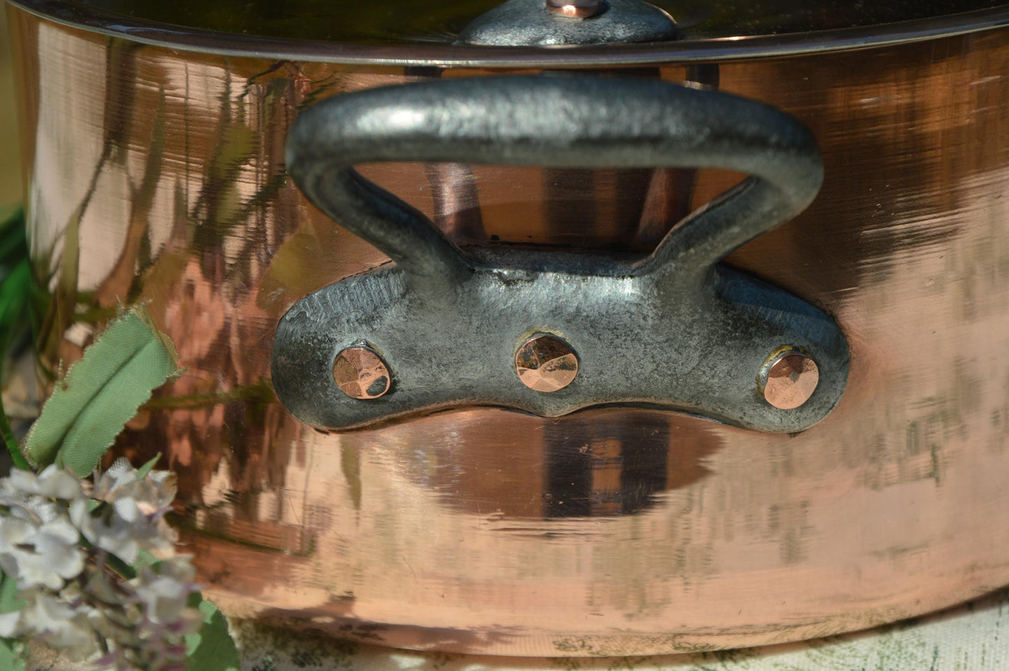 Vintage French Copper Casserole Pan Pot Round  Dutch Oven New Bill Cox Hand Wiped Tin France Made 2.2mm Faitout Pot 18.5cm 7 1/4