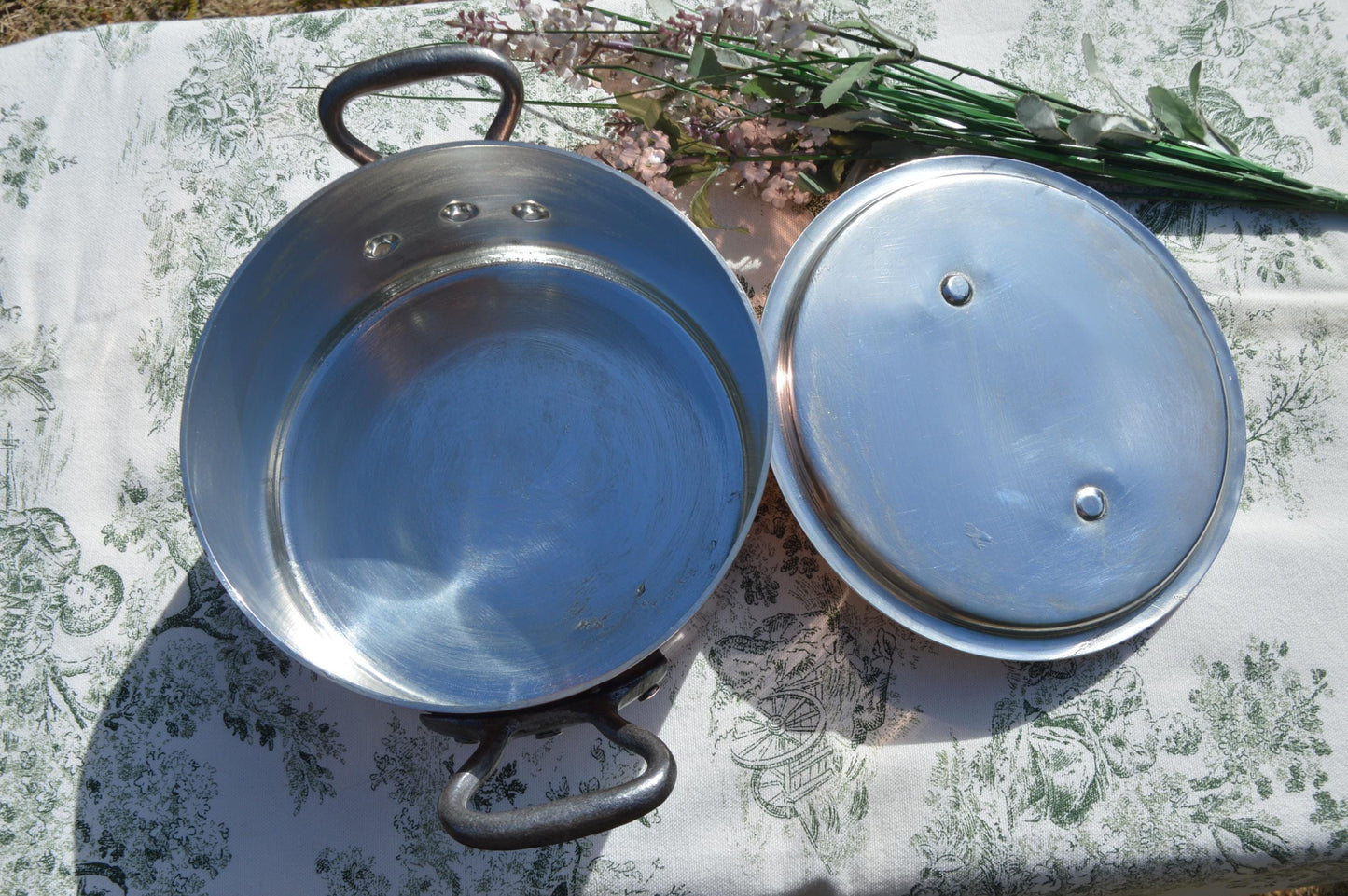 Vintage French Copper Casserole Pan Pot Round  Dutch Oven New Bill Cox Hand Wiped Tin France Made 2.2mm Faitout Pot 18.5cm 7 1/4
