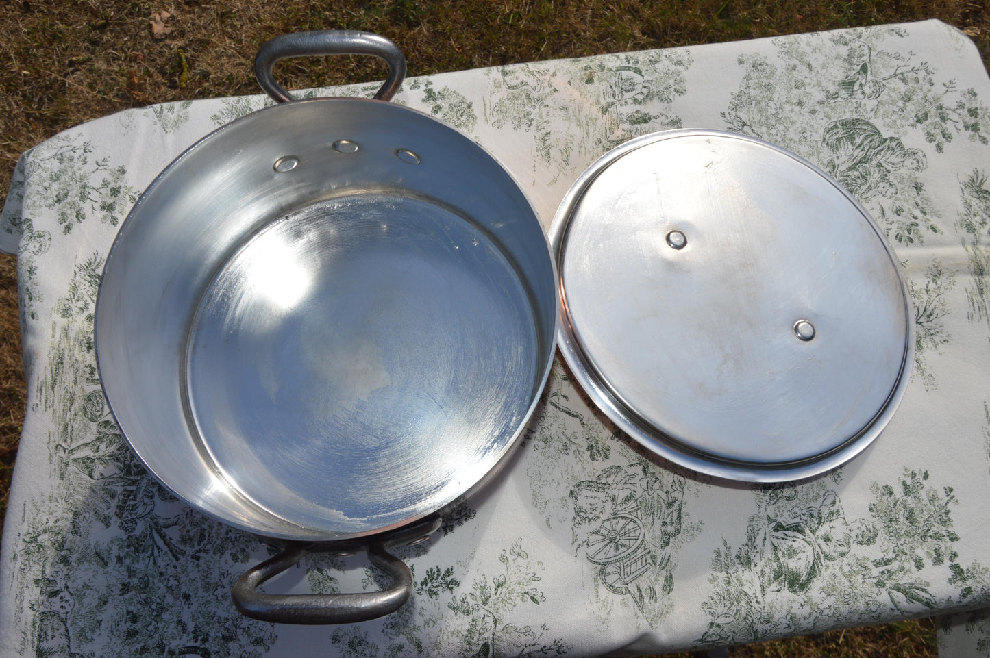 Vintage French Copper Casserole Pan Pot Round  Dutch Oven New Bill Cox Hand Wiped Tin France Made 2.3mm Faitout Pot 22.5cm 8 7/8