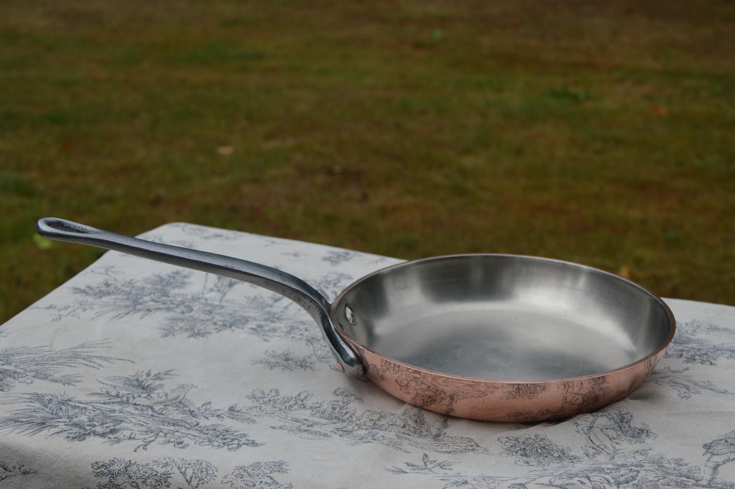 Vintage 3.3mm Copper Frying Pan Copper Saute Iron Handle Professional French Fabrication Francaise Skillet Nickel Lined Copper