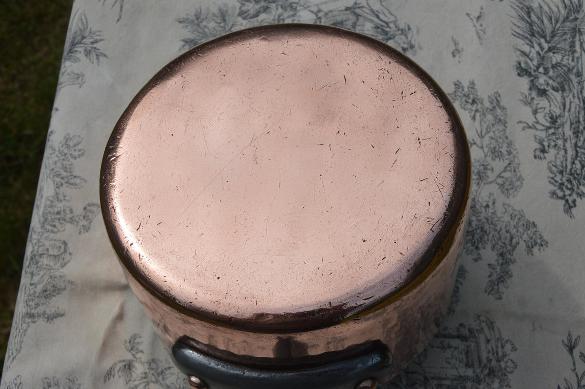 Vintage Chomette Favor Saucepan French Copper 18cm 7 inch 3mm New Tin Lined Professional Sauce Pot 2.2 k Cast Iron Handle